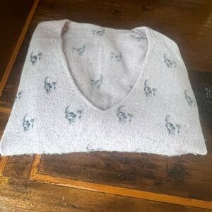 Women's Light Pink Sweater with Skull Pattern